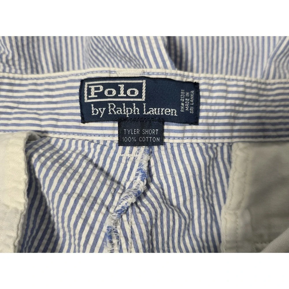 Polo‎ Ralph Lauren Tyler Vtg Shorts Men's Sz 36 Blue/White Seersucker Striped